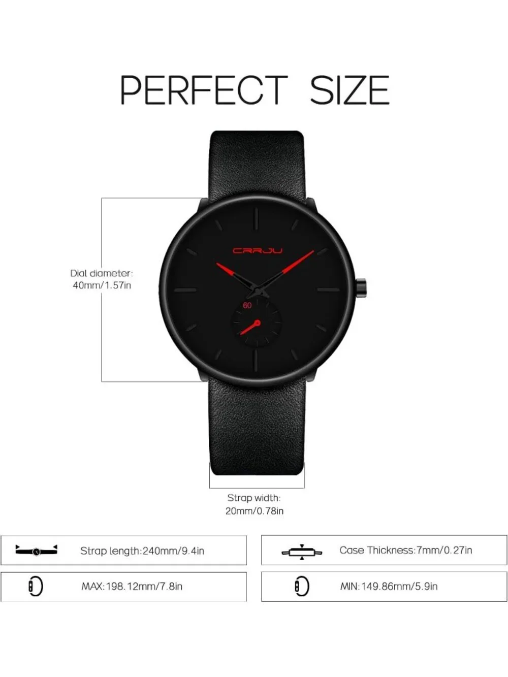 Unisex Red Ultra-Thin Minimalist Waterproof Fashion Leather Band Wrist Watch